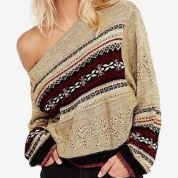 Free People Tops - Free People Gold Ski Lake One-Shoulder Top